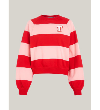 Tommy Jeans Letterman sweatshirt red, pink