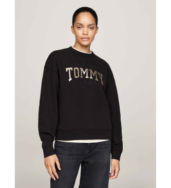 Tommy Jeans Sweat-shirt ample avec logo paillet noir