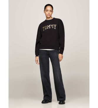 Tommy Jeans Baggy Sweatshirt mit Glitzerlogo schwarz