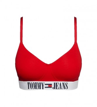 Tommy Jeans Soutien de Arquivo Bralette sem estofo vermelho