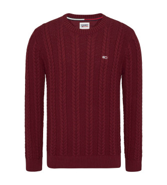 Tommy Jeans TJM jumper maroon cable