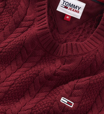Tommy Jeans TJM jumper maroon cable