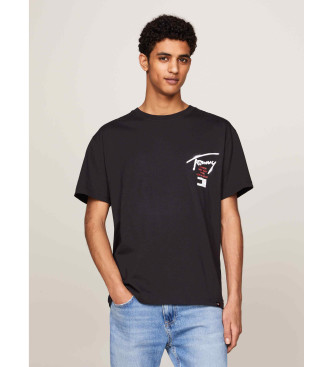 Tommy Jeans T-shirt met ronde hals en zwart logo