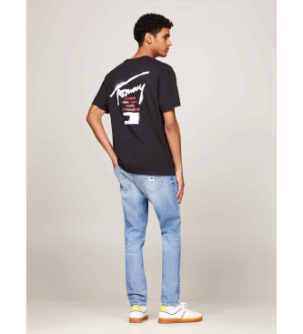 Tommy Jeans T-shirt com gola redonda e logtipo preto