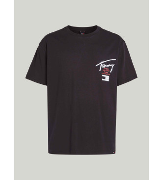 Tommy Jeans T-shirt com gola redonda e logtipo preto