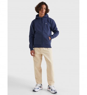 Tommy Jeans Fleece sweatshirt med huva marinbl