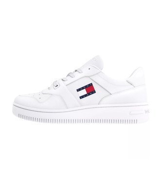 Tommy Jeans Skórzane buty sportowe Retro Basket w kolorze białym