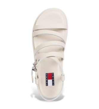 Tommy Jeans Wedgy beige sandalen met riempjes