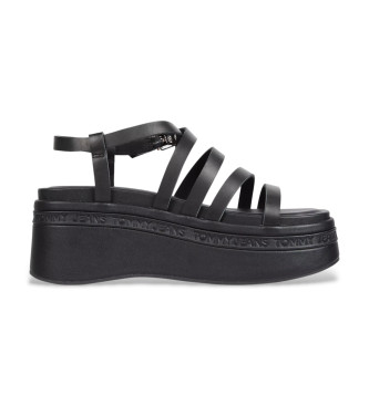 Tommy Jeans Wedgy Strappy Sandals black