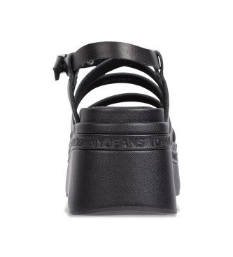 Tommy Jeans Sandalias Wedgy Strappy negro