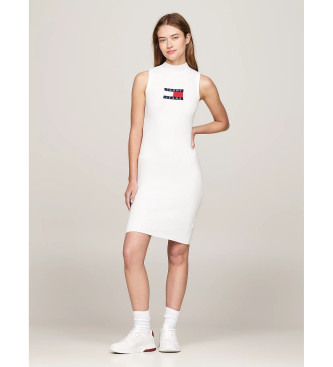 Tommy Jeans Kurzes rmelloses Strickkleid wei