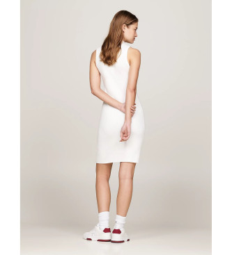 Tommy Jeans Vestido corto de punto sin mangas blanco