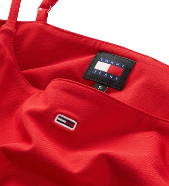 Tommy Jeans Obleka Essential Strap rdeča