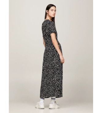 Tommy Jeans Midi-jurk met micro bloemenprint zwart