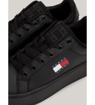 Tommy Jeans Sneakers in pelle nera con plateau