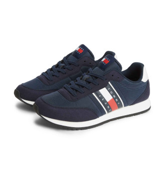 Tommy Jeans T�nis com log�tipo e mistura de texturas em azul-marinho