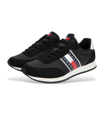 Tommy Jeans Buty z logo i mieszanymi teksturami w kolorze czarnym