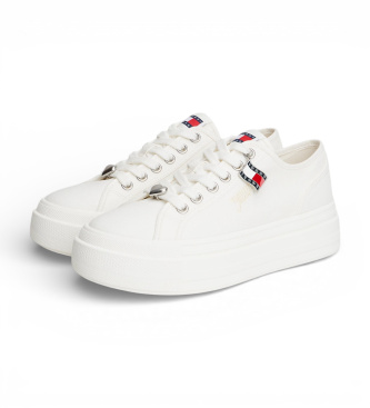 Tommy Jeans Sapatilhas de lona com plataforma e pingentes brancos