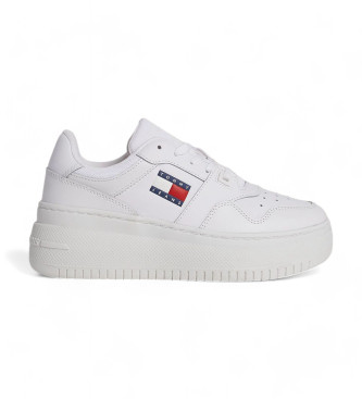 Tommy Jeans Essential Leather Basketball Shoes white