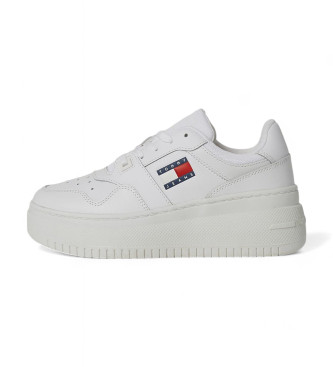 Tommy Jeans Essential Leather Basketball Shoes white