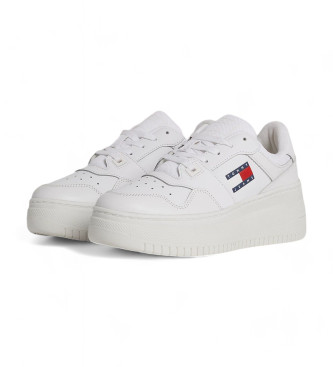 Tommy Jeans Essential Leather Basketball Shoes white