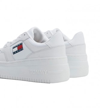 Tommy Jeans Retro Basketball Leather Sneakers white -Platform height 6cm