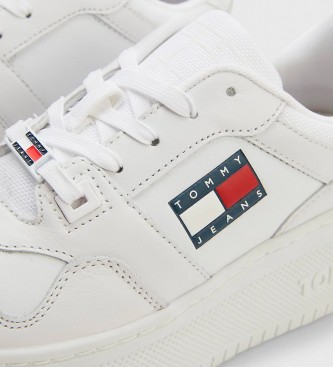 Tommy Jeans Baskets rétro en cuir blanc -Hauteur de la plateforme 6cm