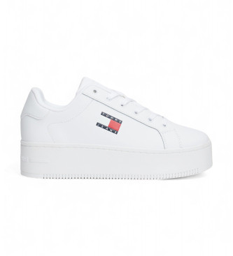Tommy Jeans Sneakers in pelle bianca con plateau
