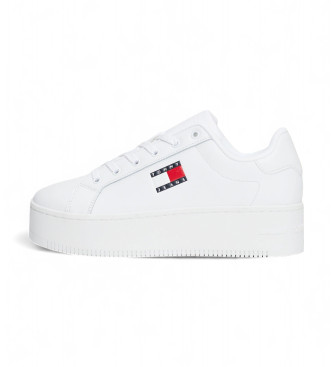 Tommy Jeans Sneakers in pelle bianca con plateau