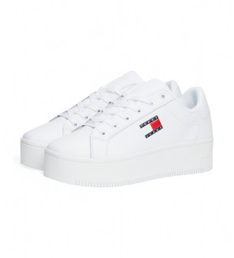 Tommy Jeans Sneakers in pelle bianca con plateau