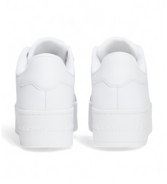Tommy Jeans Sneakers in pelle bianca con plateau
