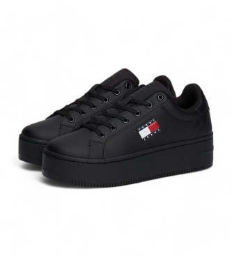 Tommy Jeans Zapatillas de piel con plataforma negro