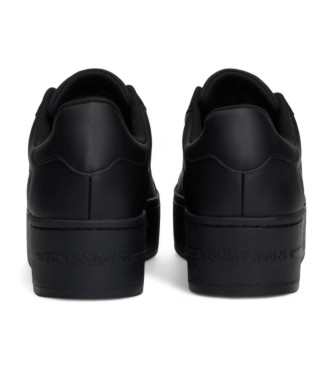 Tommy Jeans Black platform leather trainers