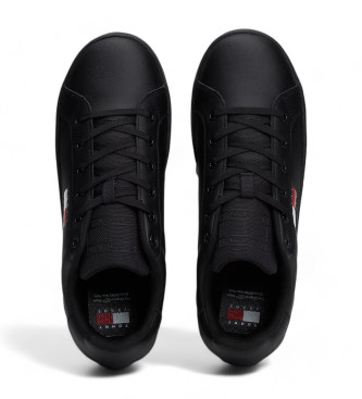 Tommy Jeans Black platform leather trainers