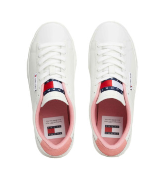 Tommy Jeans Cupsole logo lder sneakers hvid
