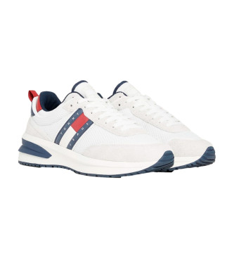 Tommy Jeans Leather running shoes in leather with thick soles white