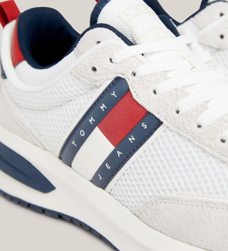 Tommy Jeans Leather running shoes in leather with thick soles white