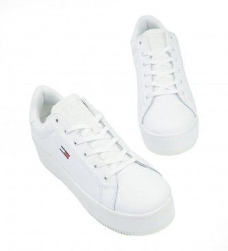 Tommy Jeans Skórzane buty Essential w kolorze białym 