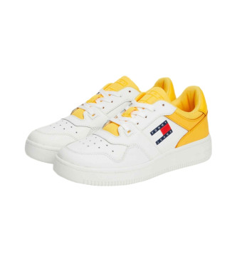 Tommy Jeans Essential Retro Leather Sneakers white, yellow