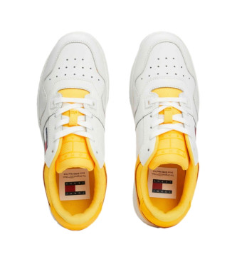 Tommy Jeans Essential Retro Leren Sneakers wit, geel