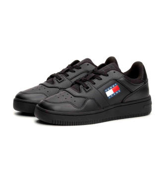 Tommy Jeans Essential Retro Leren Sneakers zwart