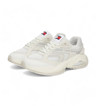 Tommy Jeans Hvide retro-sneakers i lder