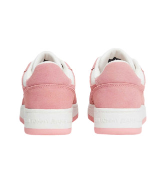 Tommy Jeans Zapatillas de Piel Retro Basket rosa