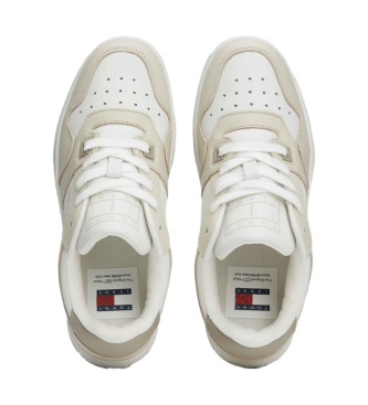 Tommy Jeans Retro Basket Tonal Logo beige leather trainers