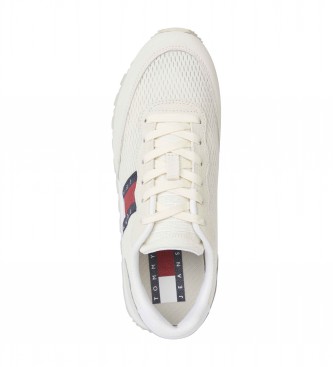 Tommy Jeans Retro beige leather trainers with mixed panels