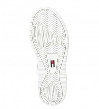 Tommy Jeans Beżowe, białe skórzane buty na platformie w stylu retro - Wysokość 6 cm