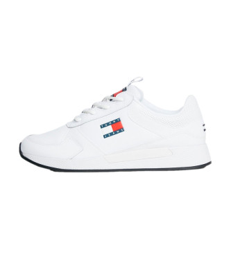 Tommy Jeans Skórzane buty do biegania ze sznurowadłami w kolorze białym