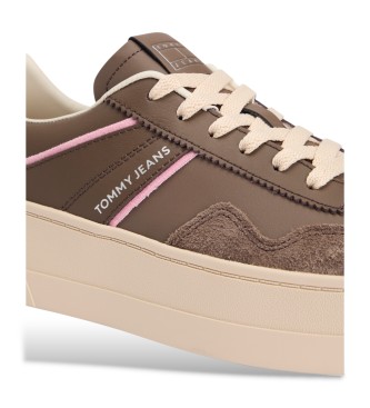 Tommy Jeans Skórzane trampki Greenwich w kolorze brązowym