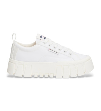 Tommy Jeans White platform trainers with serrated sole