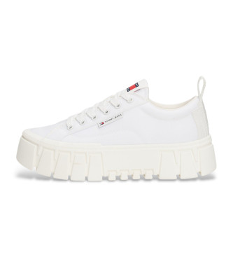 Tommy Jeans White platform trainers with serrated sole